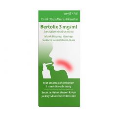 BERTOLIX 3 mg/ml sumute suuonteloon, liuos (annospumppu, 75 painallusta)15 ml